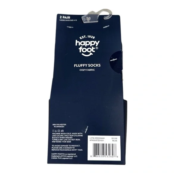 Blue Happy Foot Fuzzy Socks - 2 Pair Pack - Picture 3 of 3